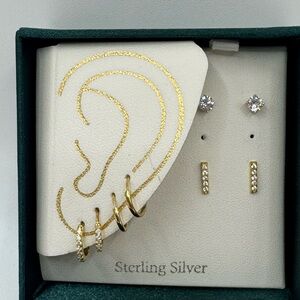 Stella Rose Four Sterling Silver Goldtone Earrings Set. Never Used.